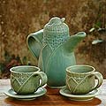 Set for 2 Handcrafted Ceramic 'Sweet Corn' Coffee Set (Indonesia)