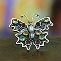 Sterling Silver 'Fly' Multi-gemstone Pearl Brooch (4-5 mm) (Indonesia)