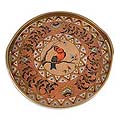 Handcrafted Reverse-painted Glass 'Bird in Autumn' Tray (Peru)