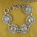 Sterling Silver 'Moonlight Glow' Moonstone Link Bracelet (India)