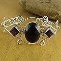 Sterling Silver 'Dreamy' Multi-gemstone Cuff Bracelet (India)