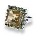 Sterling Silver Lemon Topaz and Peridot Ring (India)