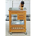 Wooden Kitchen Island with Stainless Steel Top