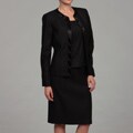 Kasper Women's Black Three-piece Beaded Skirt Suit