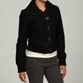 Black Rivet Women's Black Wool-blend Bomber Jakcet