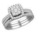 10k White Gold 1ct TDW Diamond Imperial Bridal Halo Ring Set (H-I, I2)