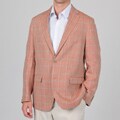 U&I Men's Linen Windowpane Pattern Blazer