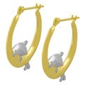 10k Two-tone Gold Dolphin Hoop Earrings