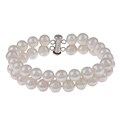 Sterling Silver White Freshwater Pearl 2-row Bracelet (8-9 mm)