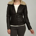 MICHAEL Michael Kors Women's Brown Leather Aviator Jacket