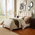 Sarajevo Beige Fabric Column Queen-size Platform Bed