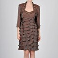Ignite Evening Women's Brown Sequin Embellished Bolero Jacket Dress