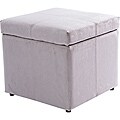 Square Silver Grey Microfiber Cube Storage Ottoman