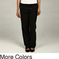 Calvin Klein Performance Women's Ribbed Waist Faux Leather Logo Lounge Pants