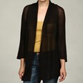 K Kasper Women's 3/4-length Sleeve Ribbed Cardigan