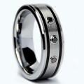 Men's Tungsten Carbide Black Diamond and Resin Band (7 mm)