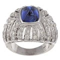 18k White Gold 2 5/8ct TDW Diamond and Sapphire Estate Ring (J-K, SI1-SI2)
