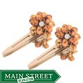 Ardent Designs Ivory and Brown Floral Hair Clips