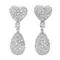 Sterling Silver Clear Cubic Zirconia Heart Drop Earrings