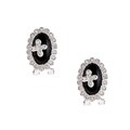 Sterling Silver Black Onyx and Clear Cubic Zirconia Earrings