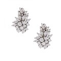 Sterling Silver Marquise-cut Cubic Zirconia Cluster Earrings