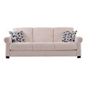 Rio Convert-a-Couch Cream Chenille Rolled Arm Futon Sofa Sleeper