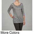 Hanna G Women's Nailhead Rosette Long-sleeve Top