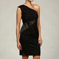 Hailey by Adrianna Papell Women's Black Lace Sequin One-shoulder Dress