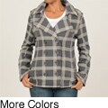 CoffeeShop Women's Junior's Windowpane Double-breasted Knit Jacket