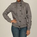 CoffeeShop Women's Junior's Pewter Cotton Twill Bomber Jacket