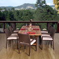 Padova Rectangular 9-piece Teak and Wicker Dining Set