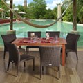 Sicily Rectangular 7-piece Eucalyptus and Wicker Dining Set