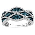 Sterling Silver 3/8 ct TDW Blue and white Criss-Cross Diamond Ring (H-I, I2)