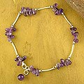 Sterling Silver 'Lilac Wreath' Amethyst Anklet (India)