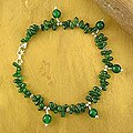 Sterling Silver 'Forest' Aventurine Anklet (India)