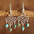 Sterling Silver 'Pinwheel' Turquoise Earrings (Peru)