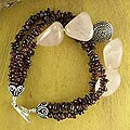 Sterling Silver 'Sumptuous' Garnet and Rose Quartz Bracelet (India)