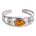 Sterling Silver 'Golden World' Amber Cuff Bracelet (India)