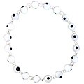 Sterling Silver White and Black Acrylic 'Evil Eye' Stretch Bracelet