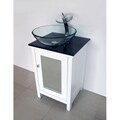 Modern White Solid Wood Mirror Door and Tempered Glass Sink Vanity