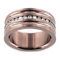 Brown Stainless Steel Men's Cubic Zirconia Eternity Band