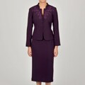 Danny & Nicole Women's Purple Embroidered Skirt and Jacket Set