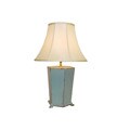 Light Blue Hexagon Wooden Box Table Lamp