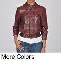 Knoles & Carter Women's Plus Size Marching Bomber Leather Jacket