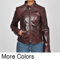 Knoles & Carter Women's Plus Size Leather Perforated Moto Jacket