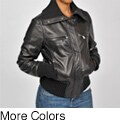 Knoles & Carter Women's Plus Size Leather Chunky Knit Bomber Jacket
