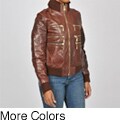 Knoles & Carter Women's Plus Size Zippered Leather Bomber Jacket