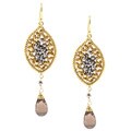 Goldplated Smokey Quartz and Crystal Drop Earrings