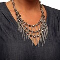 Silverplated Crystal 3-strand Necklace