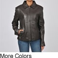 Tibor Women's Zip Front Shirt Collar Leather Jacket